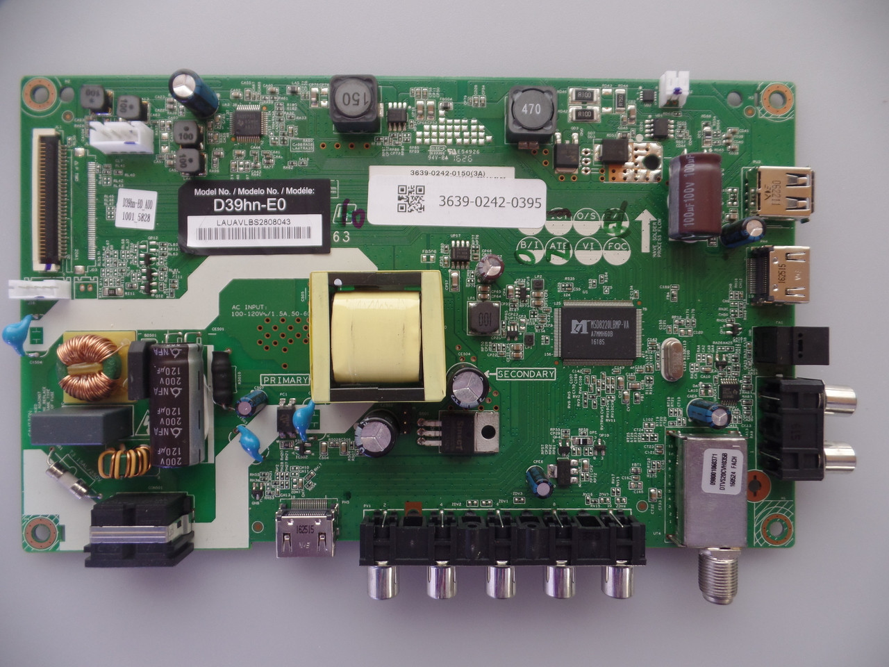3639-0242-0395 Main Board / Power Supply for Vizio D39HN-E0 