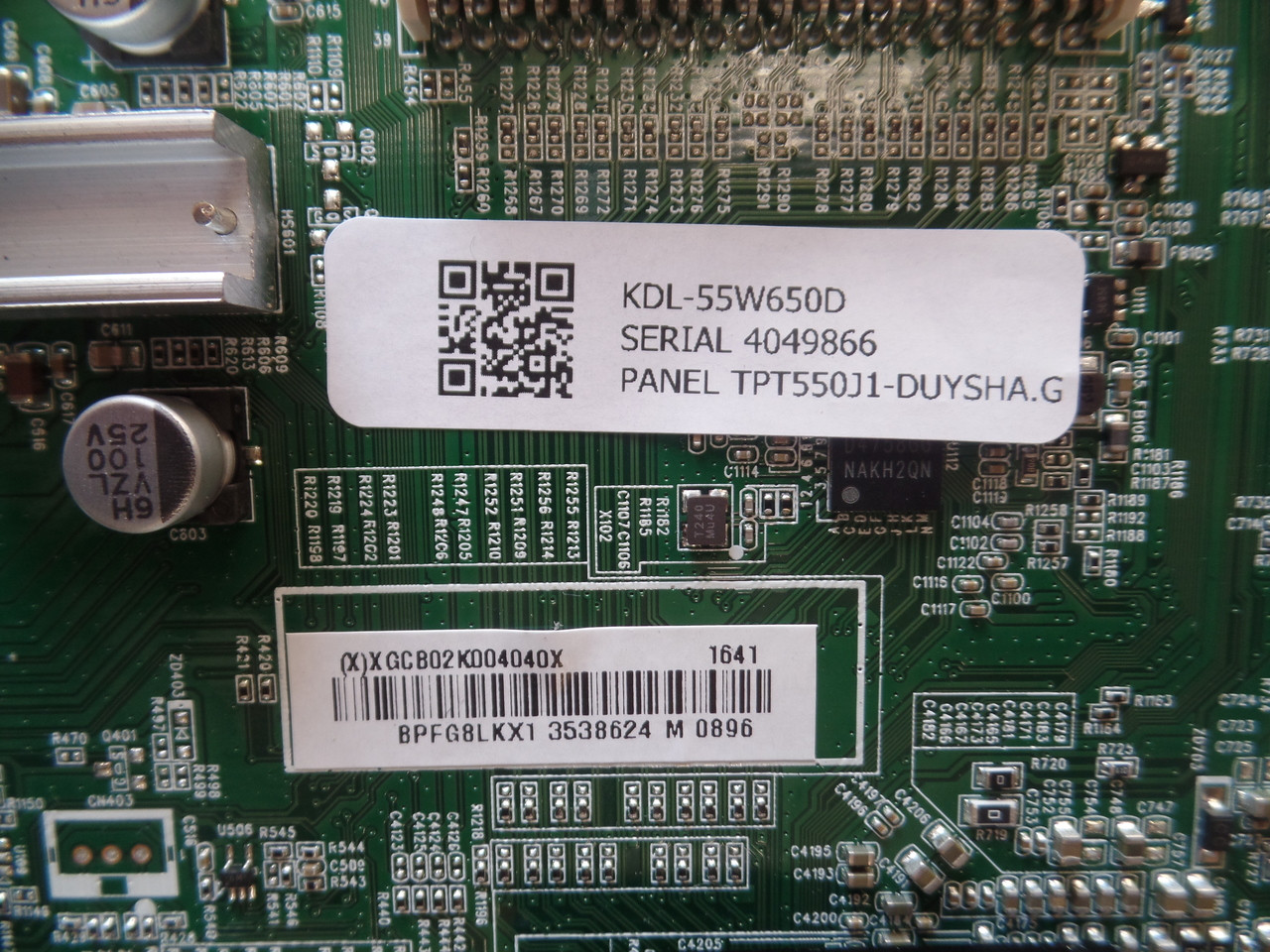XGCB02K004040X Sony Main Board for KDL-55W650D
