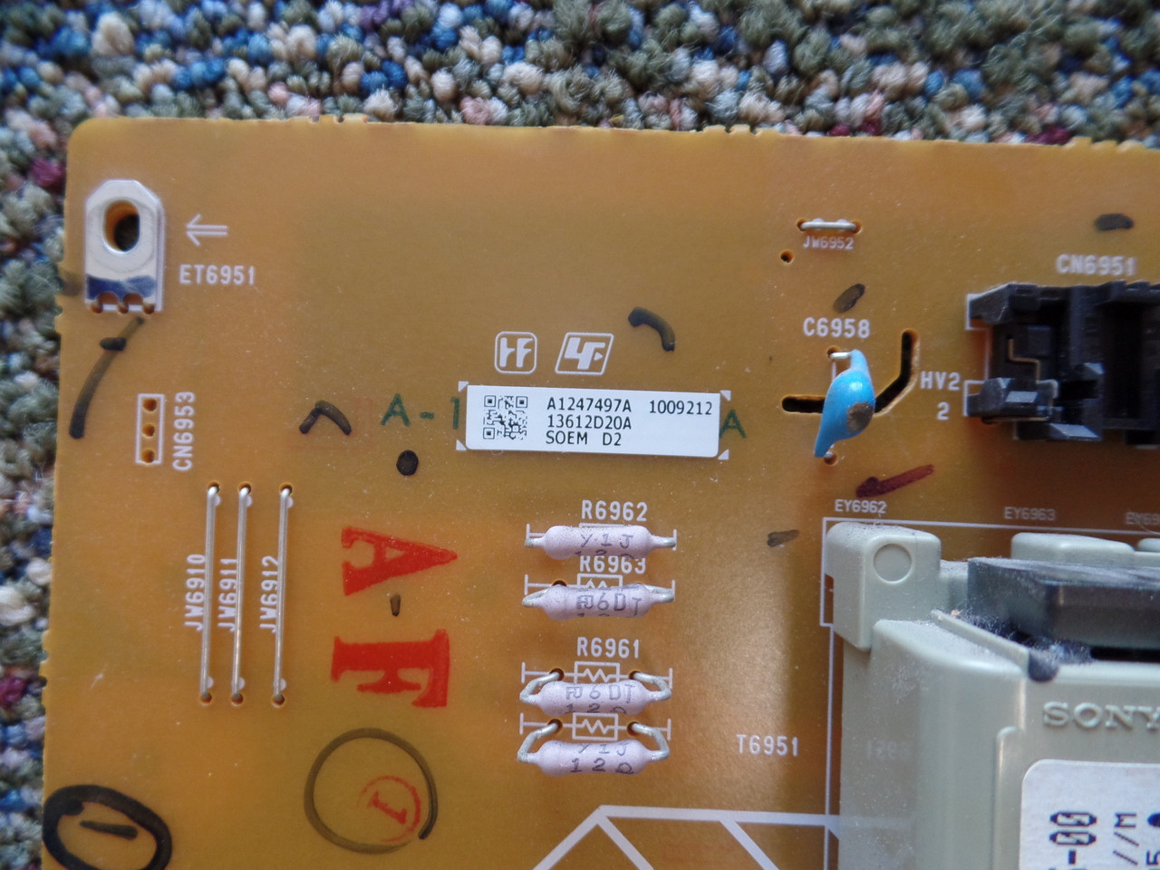 Sony A-1247-497-A (1-872-988-11) D2 Board for KDL-46S3000