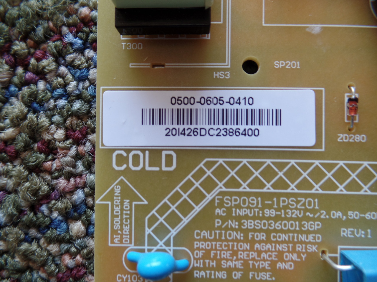 Vizio 0500-0605-0410 (FSP091-1PSZ01) Power Supply for E390-B0