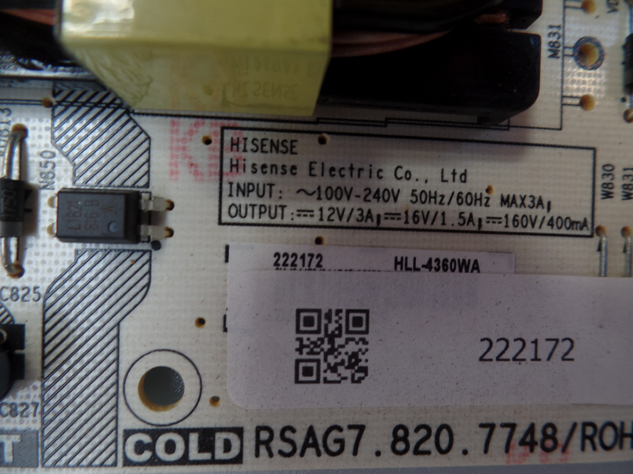  222172 Sharp / Hisense Power Supply / LED Board