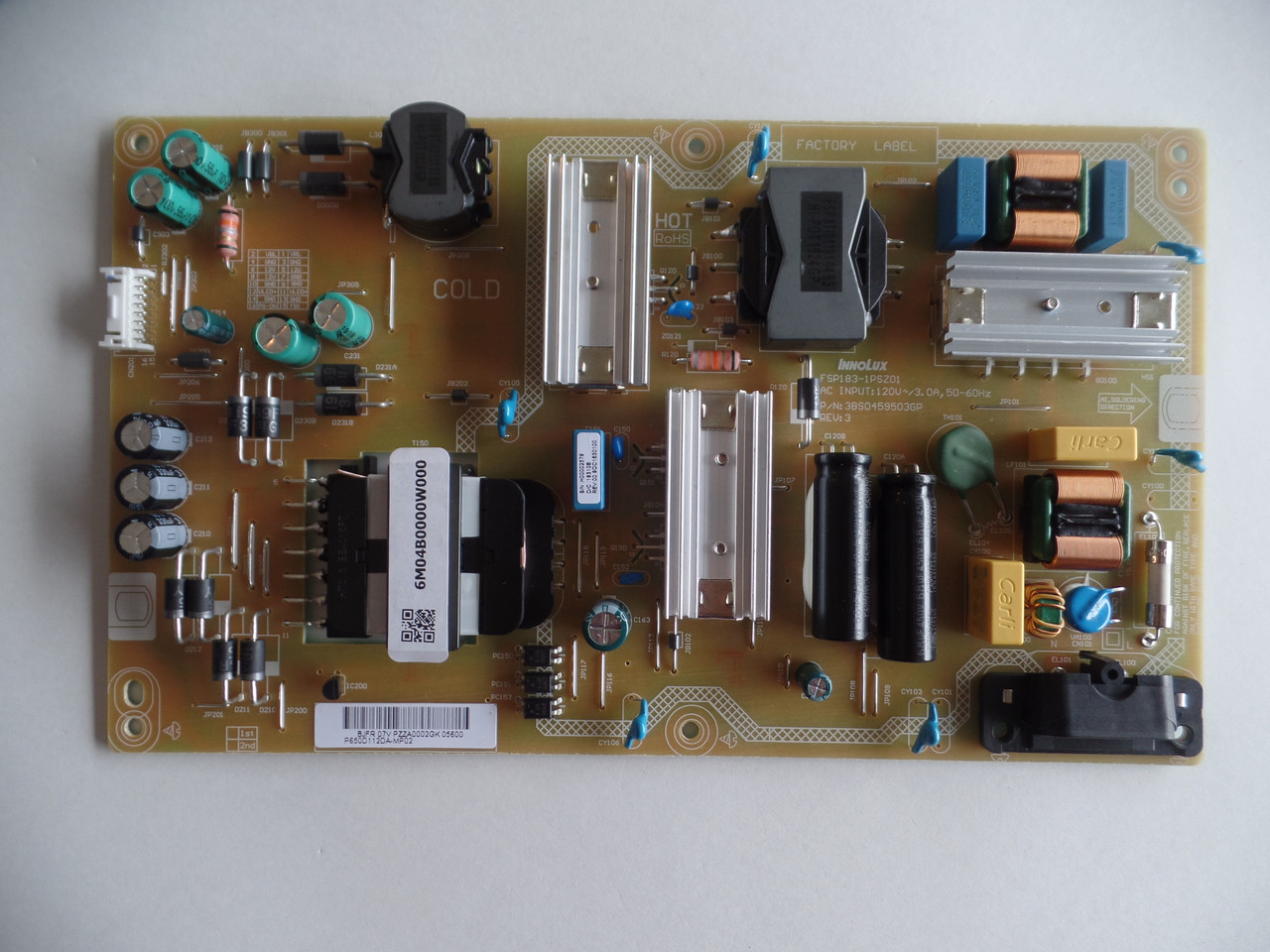  6M04B0000W000, P650D112DA-MP02, FSP183-1PSZ01Vizio Power Supply for V655-G9