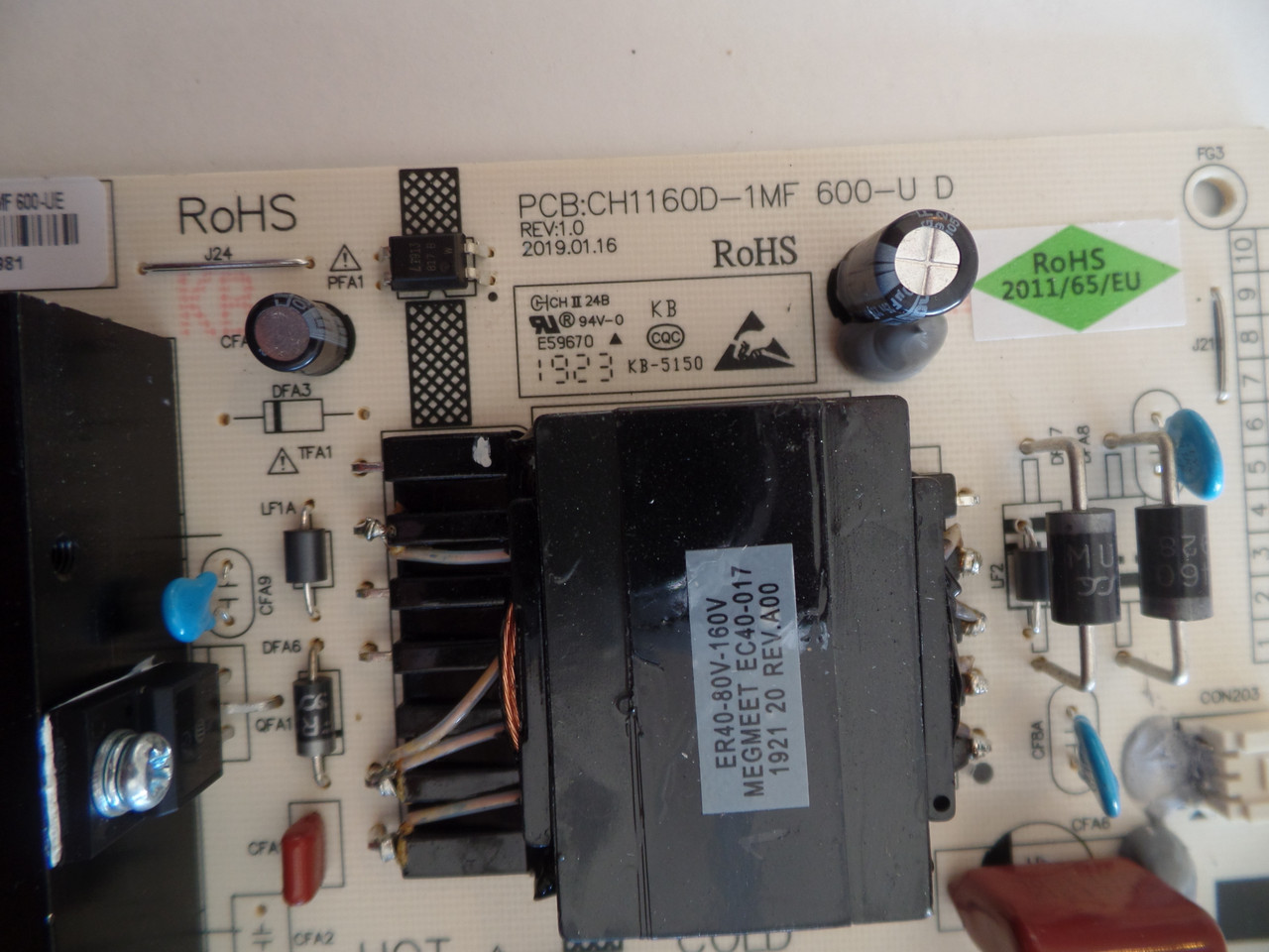 CH1160D-1MF Power Supply for  Onn 100005843-H 