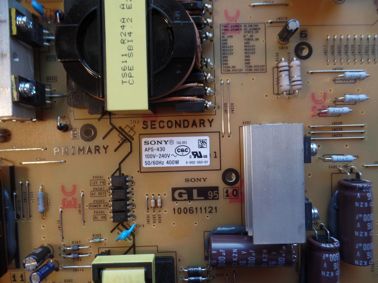 1-001-390-21 GL95 Sony Power Supply/LED Drive Board