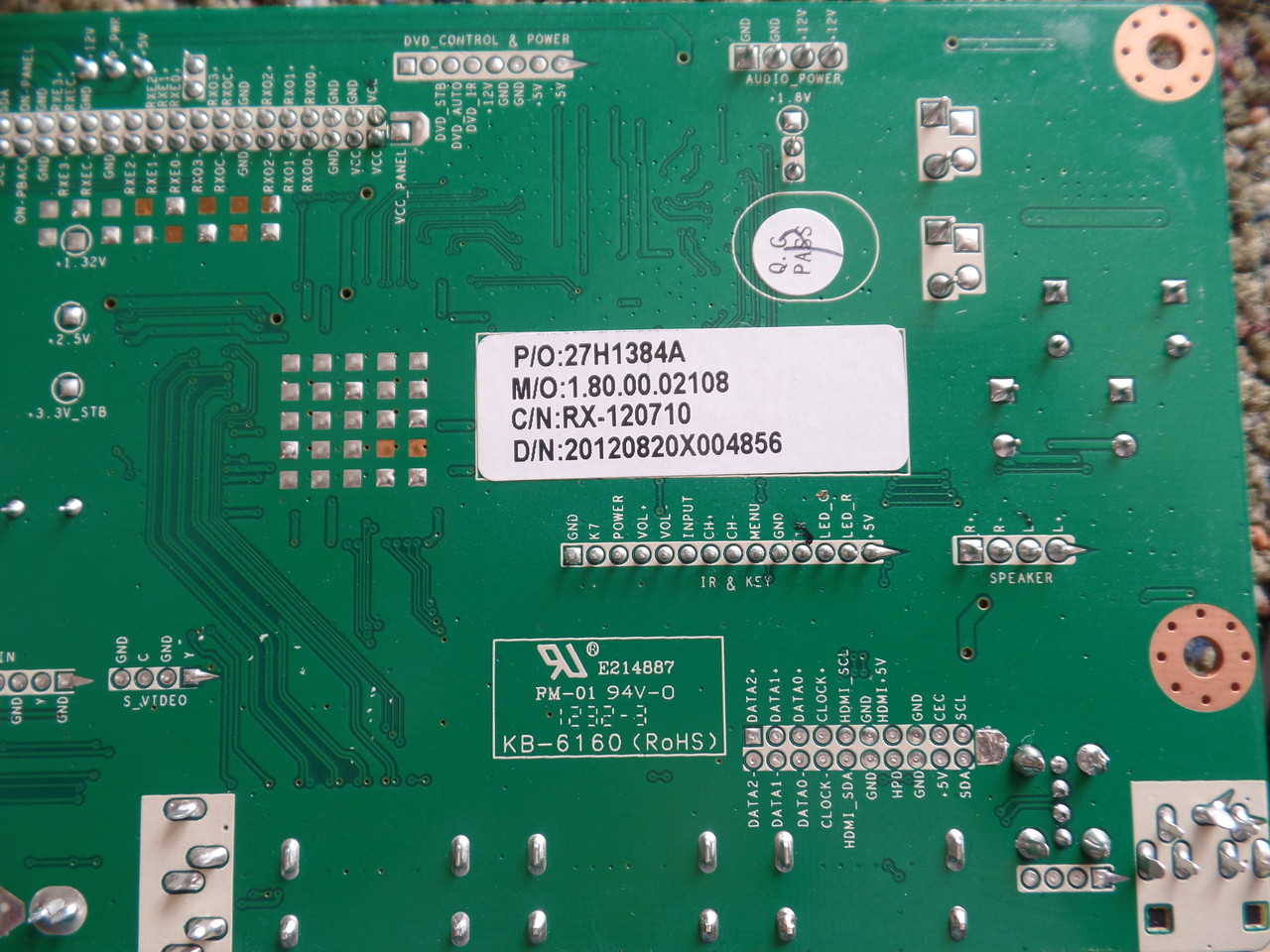 27H1384A, CV318H-X Westinghouse Main Board CW50T9YW 