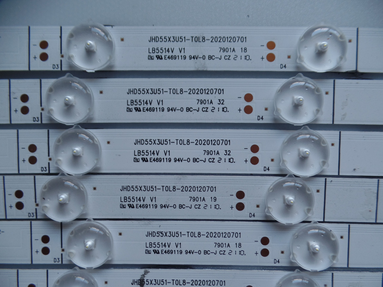 Hisense 1249966 / LB5514V JHD55X3U51 LED Backlight Strips (9) 55U6G