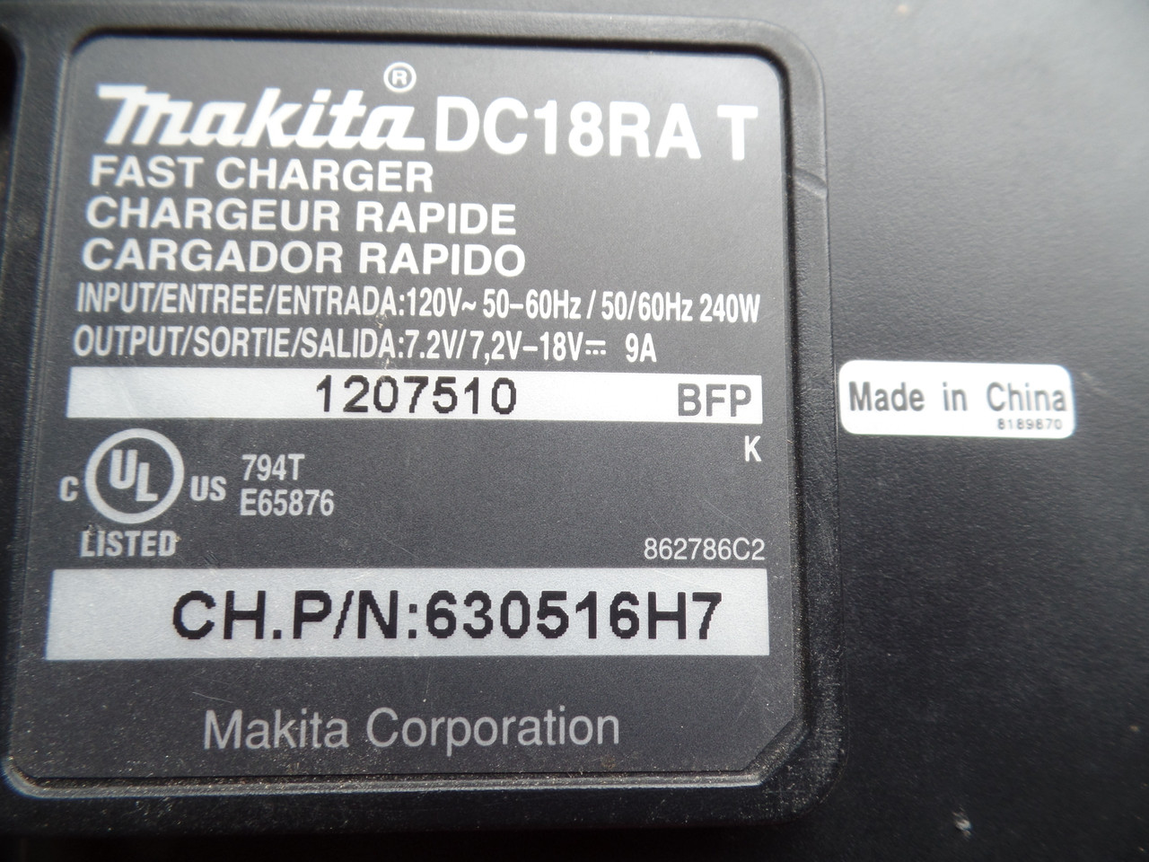 Makita DC18RA Rapid Battery Charger