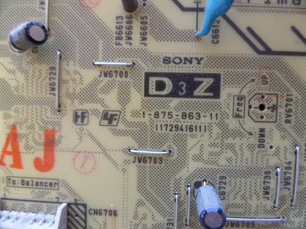 Sony A-1536-221-B (1-875-863-11) D3Z Board for KDL-40VL160
