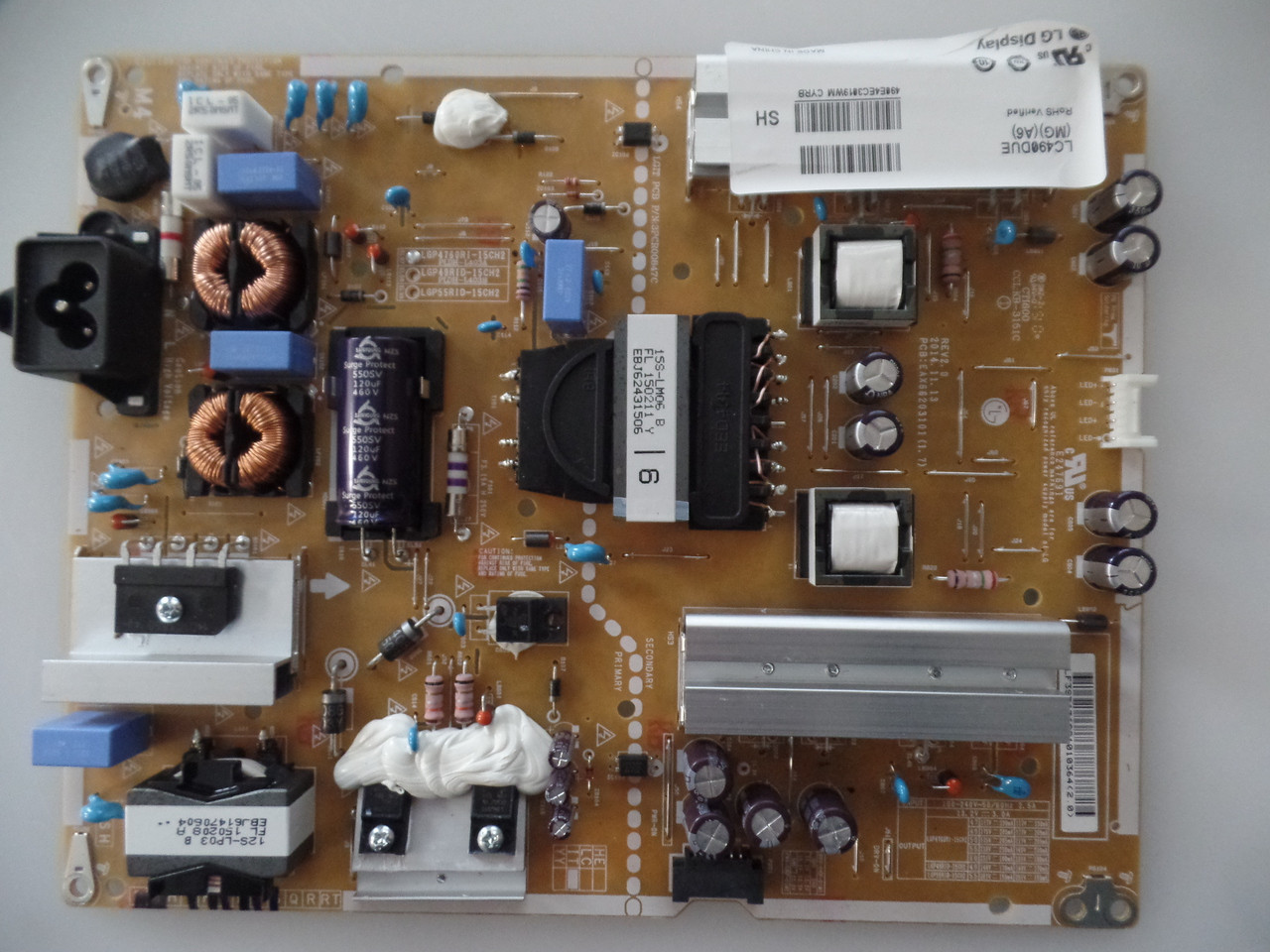 EAY63689101, EAX66203101(1.6), LGP4760RI-15CH2 LG Power Supply / LED Board
