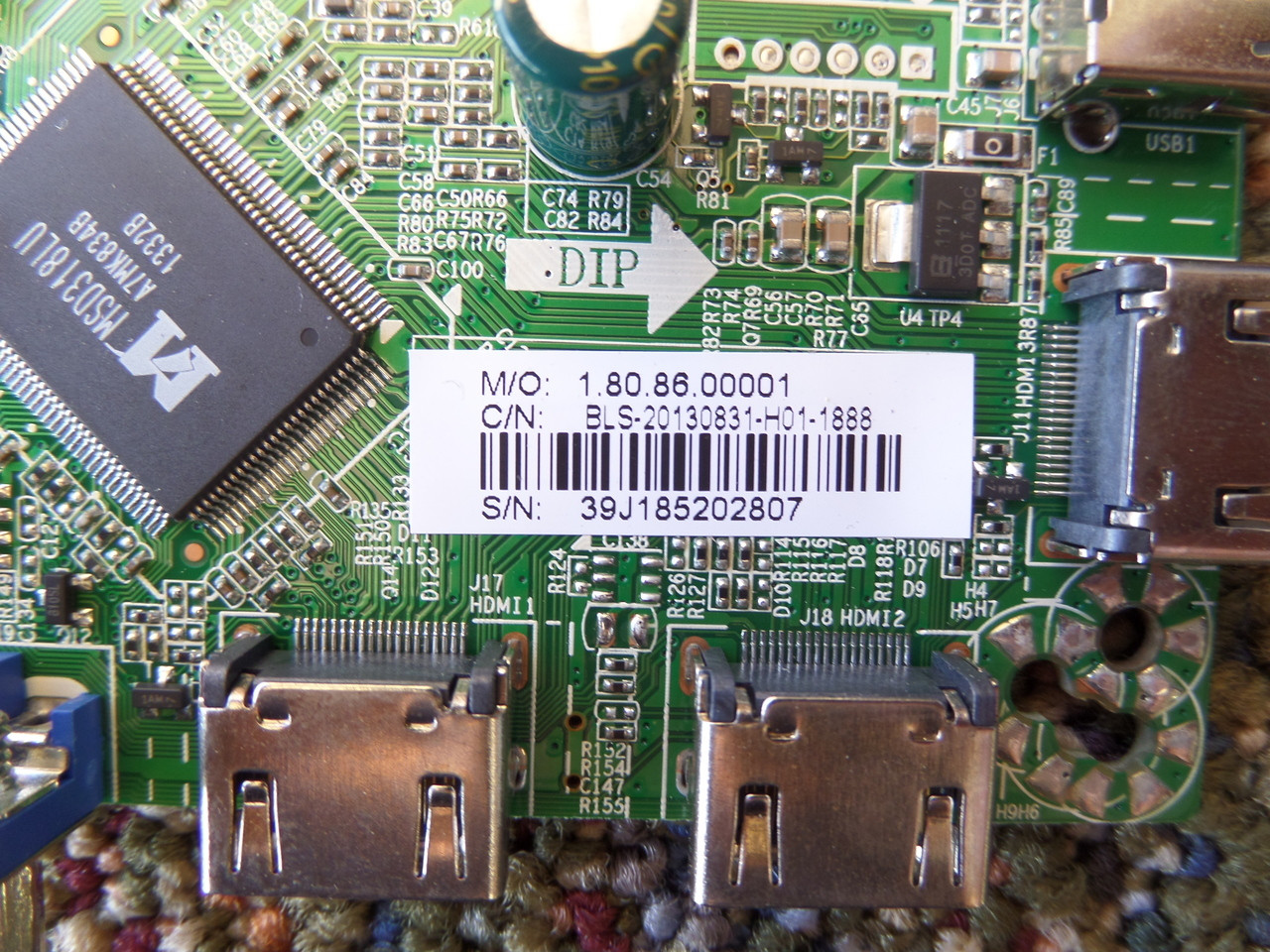 39J1852 Westinghouse Main Board for DW39F1Y1 TVs with version number TW-75330-A039A only