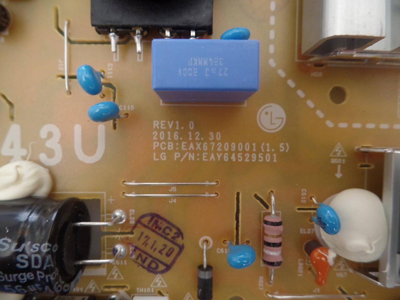 EAY64529501 Power Supply LG 43UJ6300-UA.BUSYLJM
