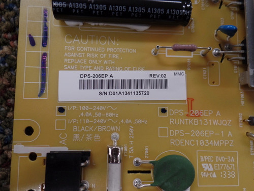 RUNTKB131WJQZ, DPS-206EP Sharp Power Supply / LED Board