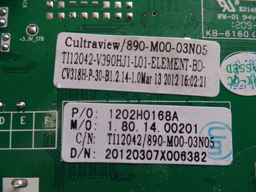 1202H0168A, CV318H-P Main Board for Element ELDFT395J
