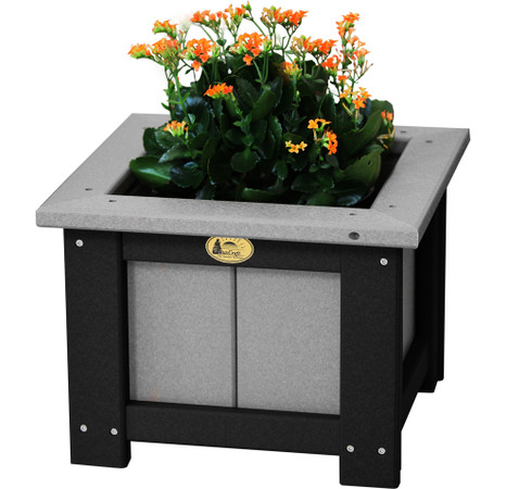 Weatherwood and Black 15" Square Poly Planter