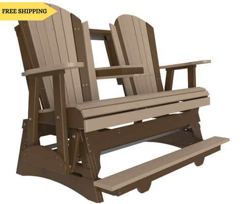 FREE SHIPPING - On all 5' Adirondack Balcony Gliders - Weatherwood/Chestnut Brown