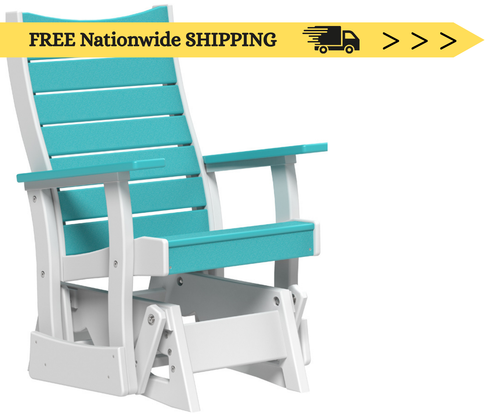 2' Contour Poly Glider | Lifetime Warranty | Low Maintenance | Poly Outdoor Furniture | LuxCraft Outdoor Furniture | Poly Glider | Aruba Blue & White