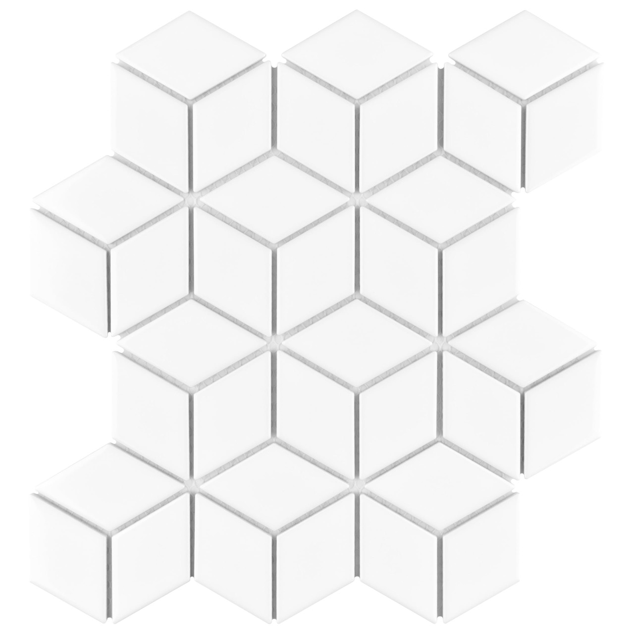 ARVEX WHITE RHOMBUS GLOSSY MOSAIC $6.99 Sq. Ft.