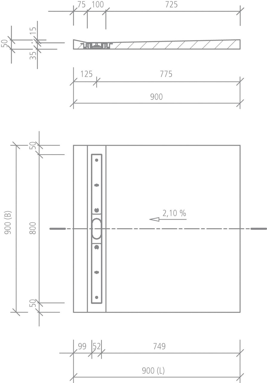 Wedi Fundo Riolito Neo Shower Kit - 32" x 72" - Single Sided Slope