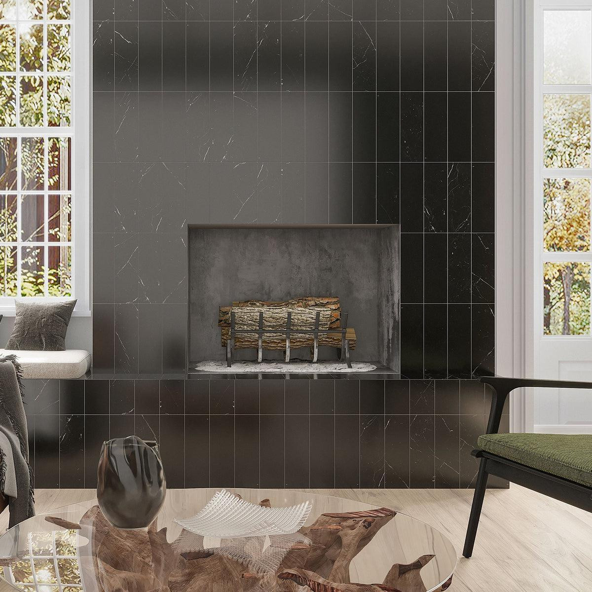 Unicom | Marmorea Nero Marquinia 4x24 Porcelain