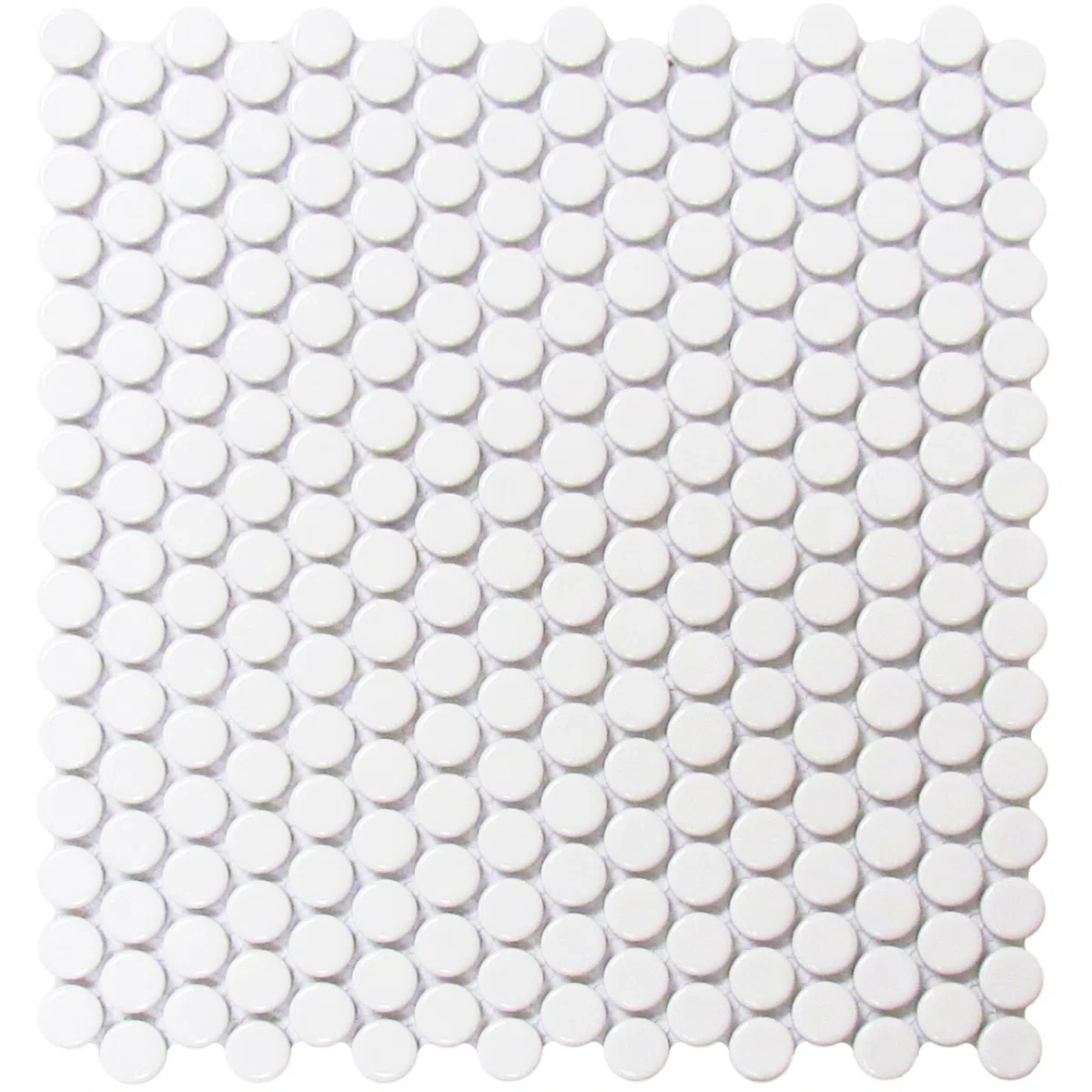 R -Glossy White 1x1 Penny Round 12X12 Porcelain Mosaic Wall & Floor Tile