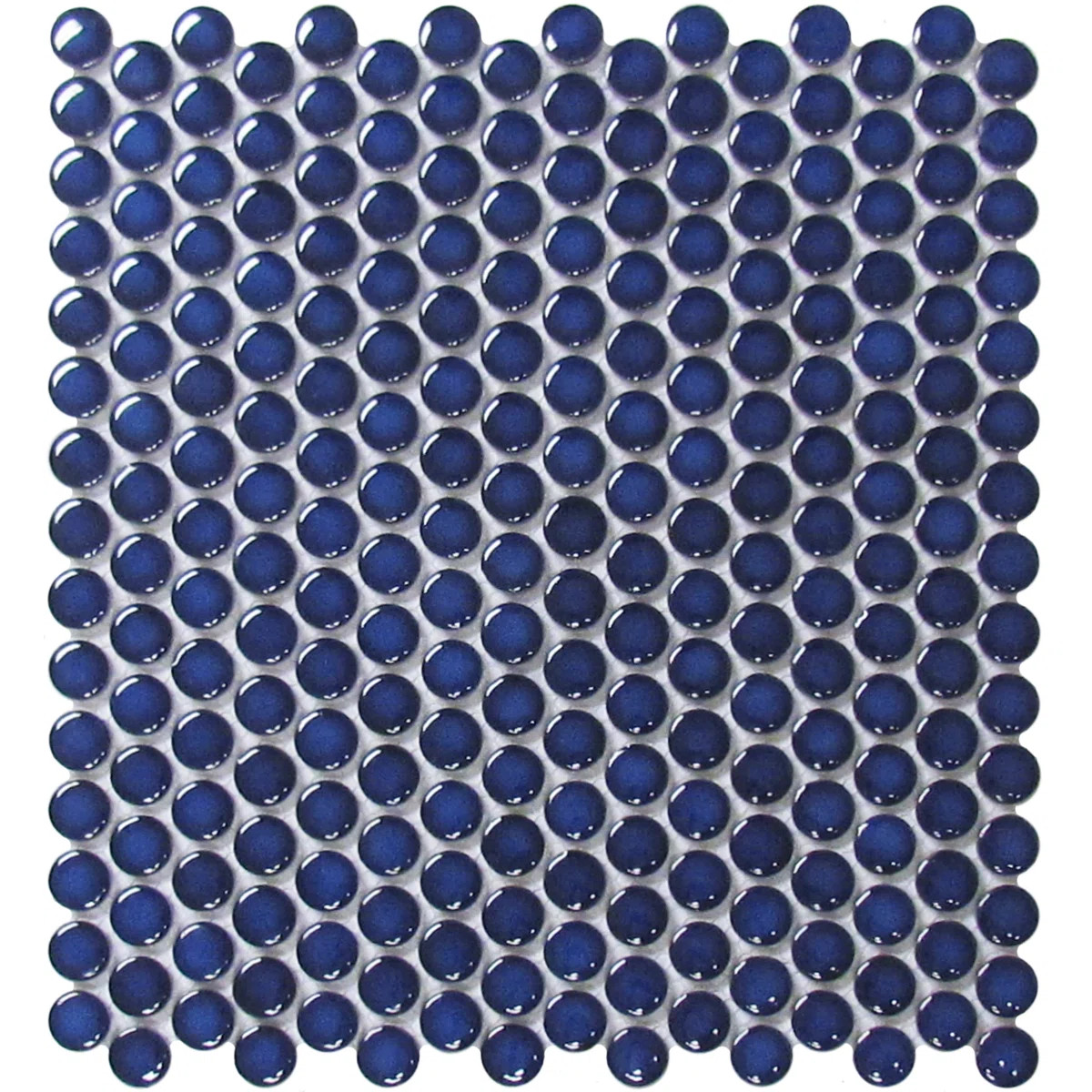 R Cobalt Glossy Penny Round Mosaic Tile – 12x12 Wall & Floor