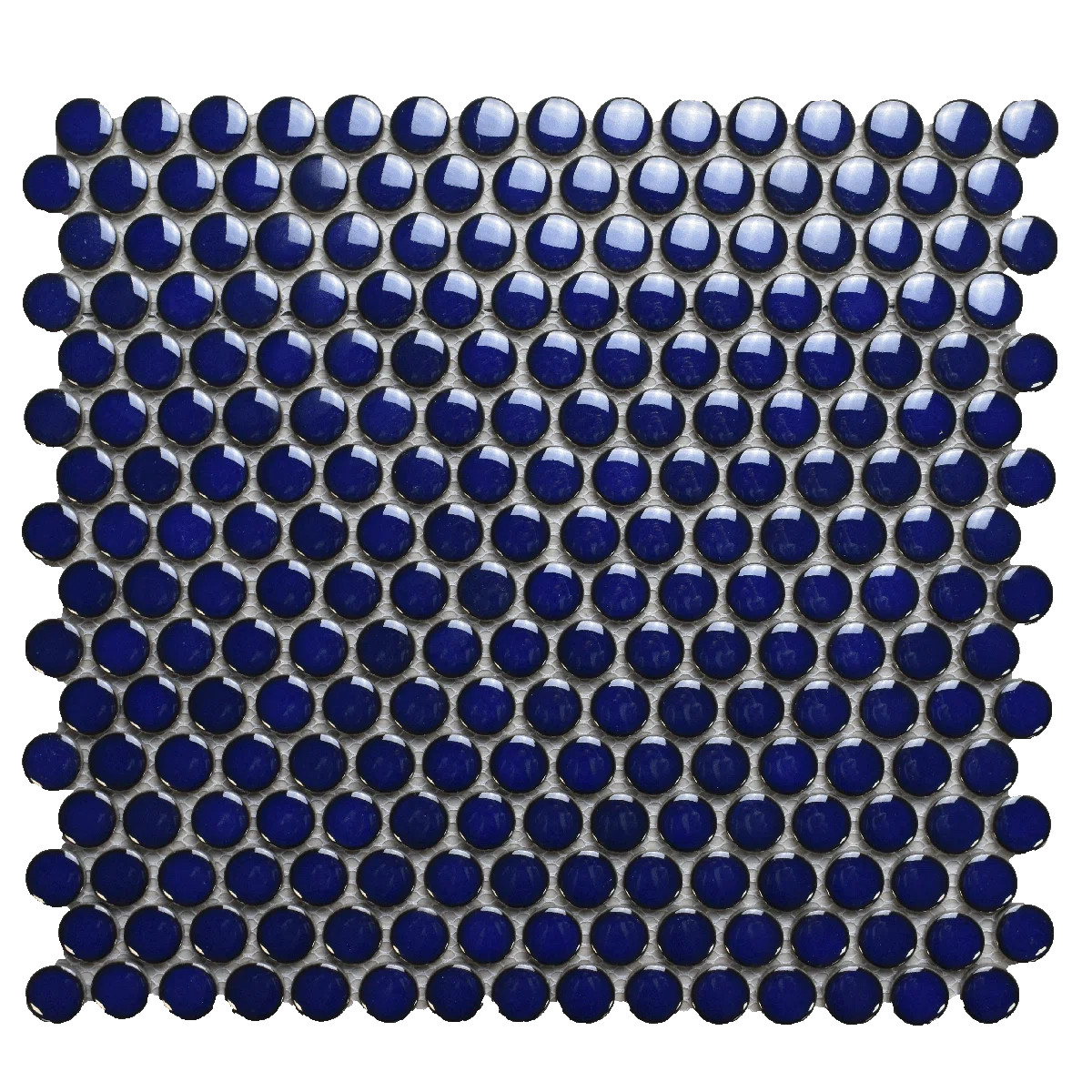 R Cobalt Glossy Penny Round Mosaic Tile – 12x12 Wall & Floor