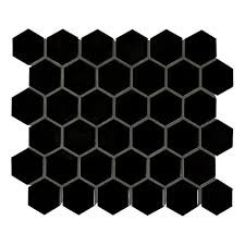 Retro Nero 2in. Hexagon 11in.x12in.x 0.24in. Matte Porcelain Floor and Wall Mesh-Mounted Mosaic Tile (0.96 sq. ft./Each)