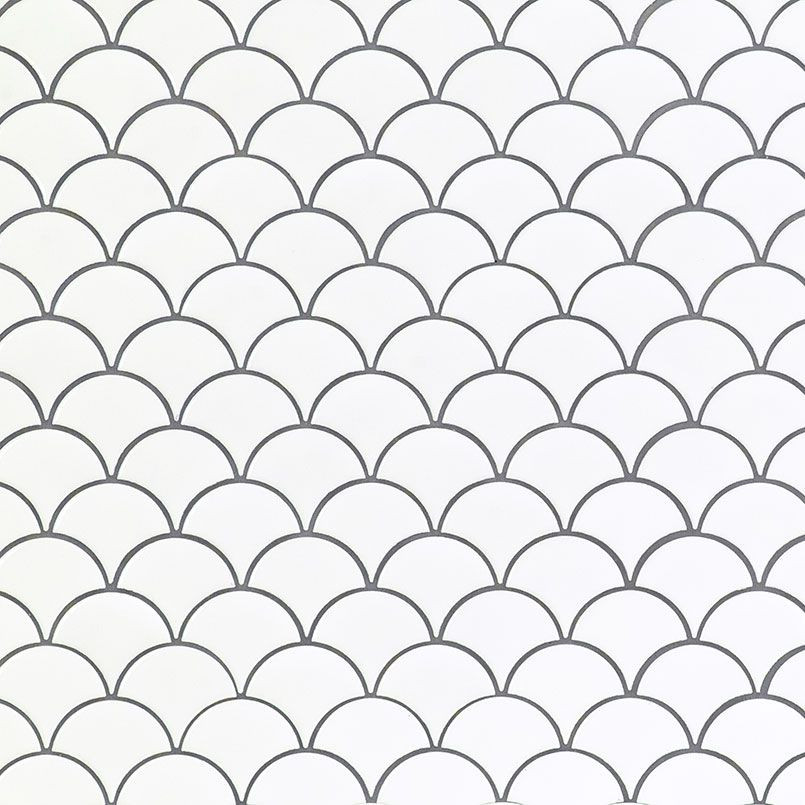 M- WHITE GLOSSY FISH SCALE MOSAIC *S/O*