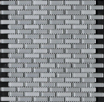 TH - CRISTALLO GLASS - CHARCOAL GREY GLOSS/MATTE BLEND BRICK MOSAIC