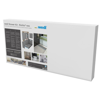 The Wedi Fundo Riolito Neo Shower Kit (US2000062) is a single box kit for the creation of a corner shower that is level with the floor. (drain cover sold separately)