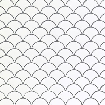 M- WHITE GLOSSY FISH SCALE MOSAIC *S/O*