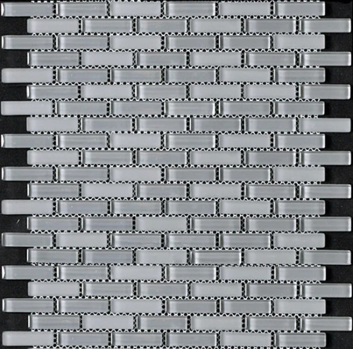 TH - CRISTALLO GLASS - CHARCOAL GREY GLOSS/MATTE BLEND BRICK MOSAIC