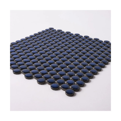 Cobalt Glossy Penny Round Mosaic Tile – 12x12 Wall & Floor