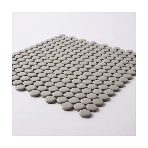 Gray Glossy Penny Round Mosaic Tile – 12x12 Wall & Floor
