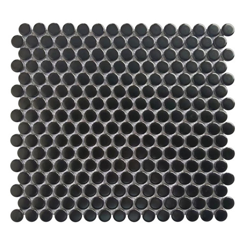 Black Glossy Penny Round Mosaic Tile – 12x12 Wall & Floor