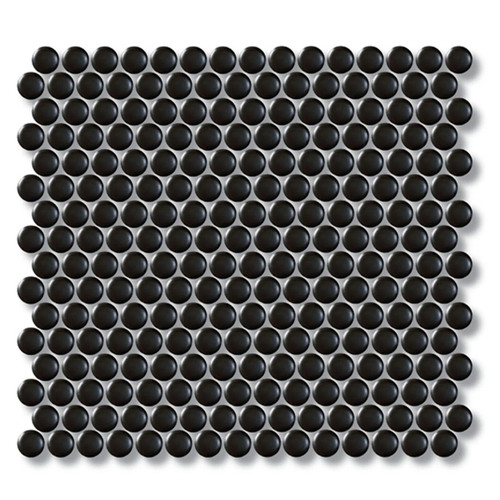 Black Glossy Penny Round Mosaic Tile – 12x12 Wall & Floor