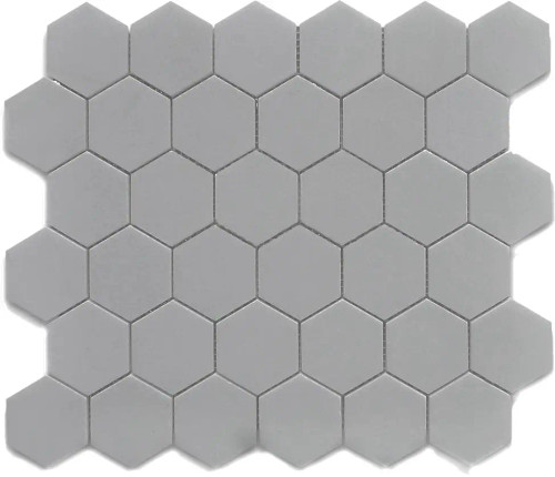 R Gray Matte 12×12 Hexagon Mosaic (2×2)