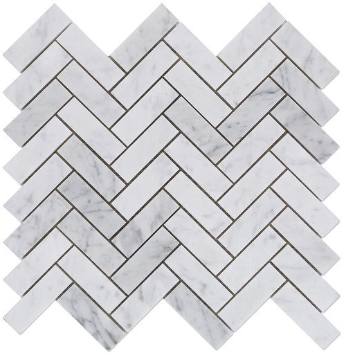 STILARTE BIANCO CARRARA 1X3 HERRINGBONE POLISH  $13.99 SF