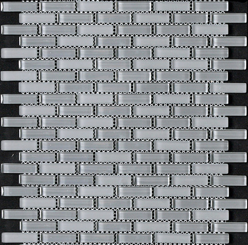 TH - CRISTALLO GLASS - CHARCOAL GREY GLOSS/MATTE BLEND BRICK MOSAIC