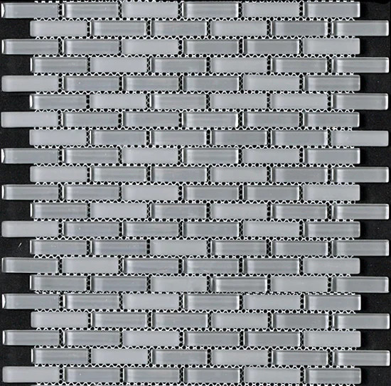 TH - CRISTALLO GLASS - CHARCOAL GREY GLOSS/MATTE BLEND BRICK MOSAIC