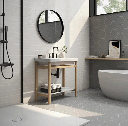CASABLANCA - SOLID GRAY 8X9 HEXAGON