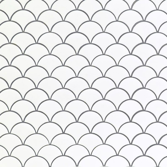 M- WHITE GLOSSY FISH SCALE MOSAIC *S/O*