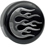 Drag Specialties Horn Cover - Black With Chrome Flame