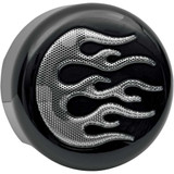 DRAG SPECIALTIES 2107-0053 Drag Specialties Horn Cover - Black With Chrome Flame