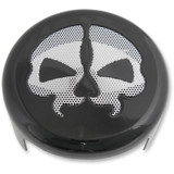 Drag Specialties Horn Cover - Black With Chrome Skull