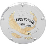 DRAG SPECIALTIES 1107-0158 Drag Specialties Live To Ride Derby Cover - 5-Hole - Gold