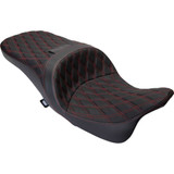 DRAG SPECIALTIES 0801-1484 Drag Specialties Freedom Seat - Vinyl - Double Diamond Red Stitch - Flh '09-'23