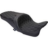 DRAG SPECIALTIES 0801-1482 Drag Specialties Freedom Seat - Vinyl - Double Diamond Silver Stitch - Flh '09-'23