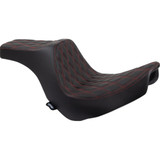 Drag Specialties Predator Iii Seat - Double Diamond - Black W/ Red Stitching - Fl/Fx '18-'22