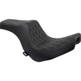 DRAG SPECIALTIES 0802-1493 Drag Specialties Predator Iii Seat - Double Diamond - Black W/ Silver Stitching - Fl/Fx '18-'22